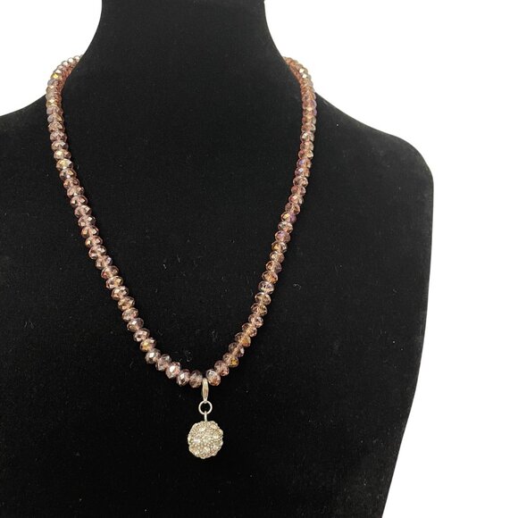 Handcrafted Beaded Crystal Necklace & Bracelet Set With Rhinestone Pendant Elega - Picture 3 of 7